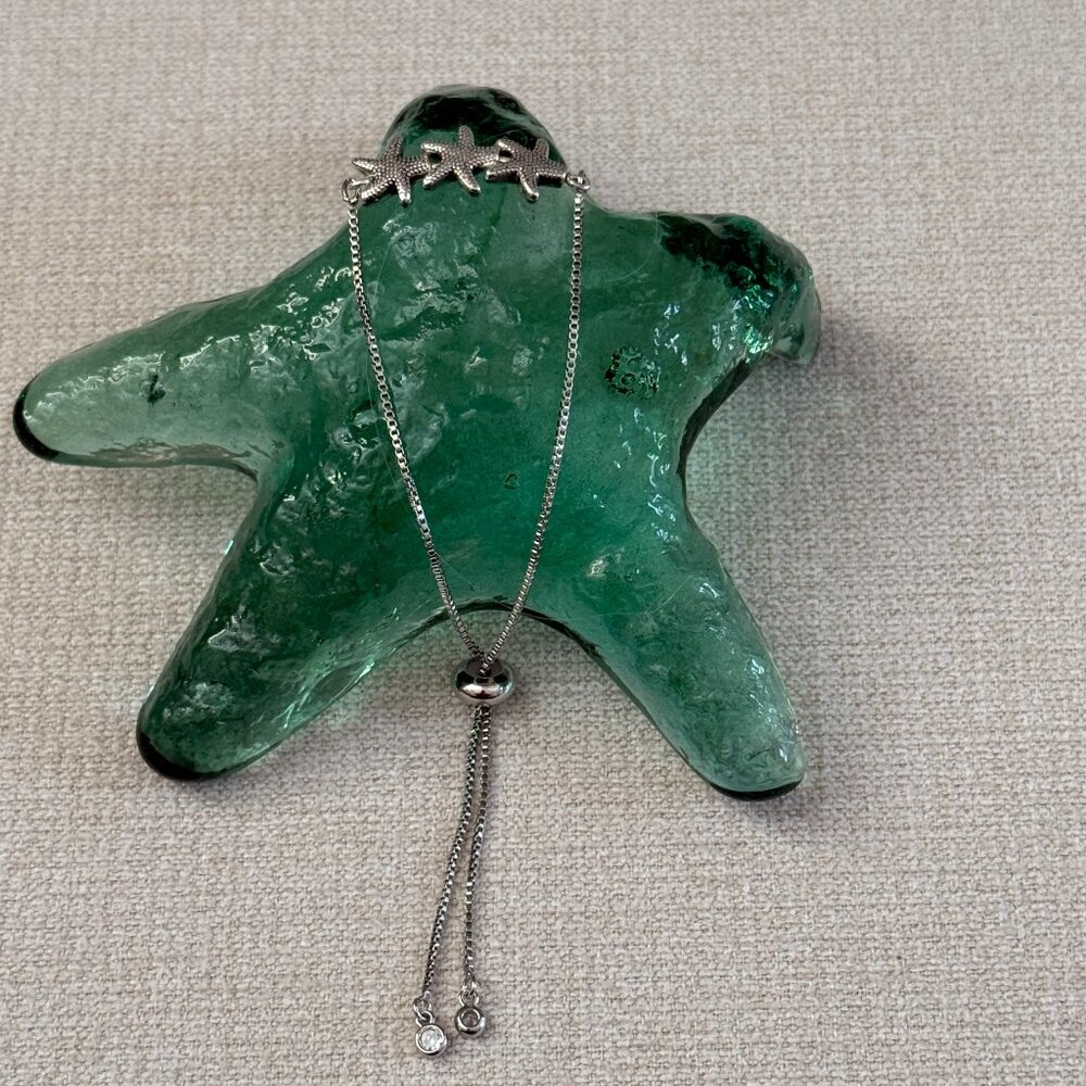 Adjustable Slider Bracelet Silver Starfish - Picture 3 of 6